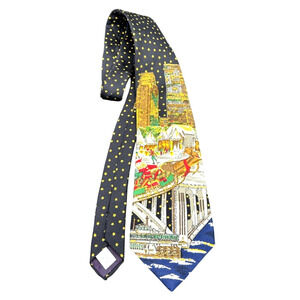 Silk Tie Santa Sleigh Downtown Minneapolis Vintage Woodward‎
